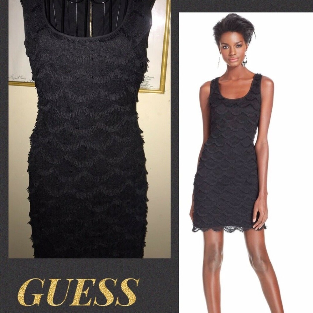 GUESS BLACK "ADELAIDE" FRINGED DRESS~4